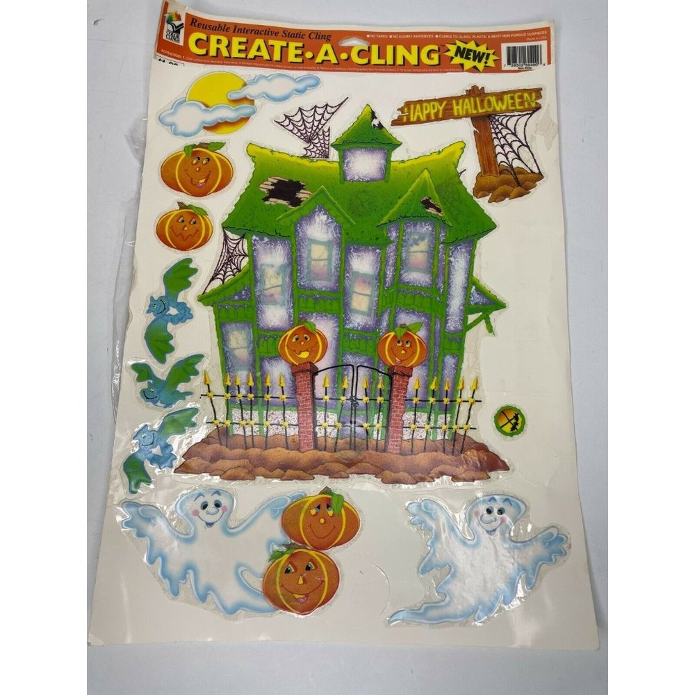 VINTAGE HALLOWEEN CREATE A CLING HAUNTED HOUSE COLOR CLINGS
